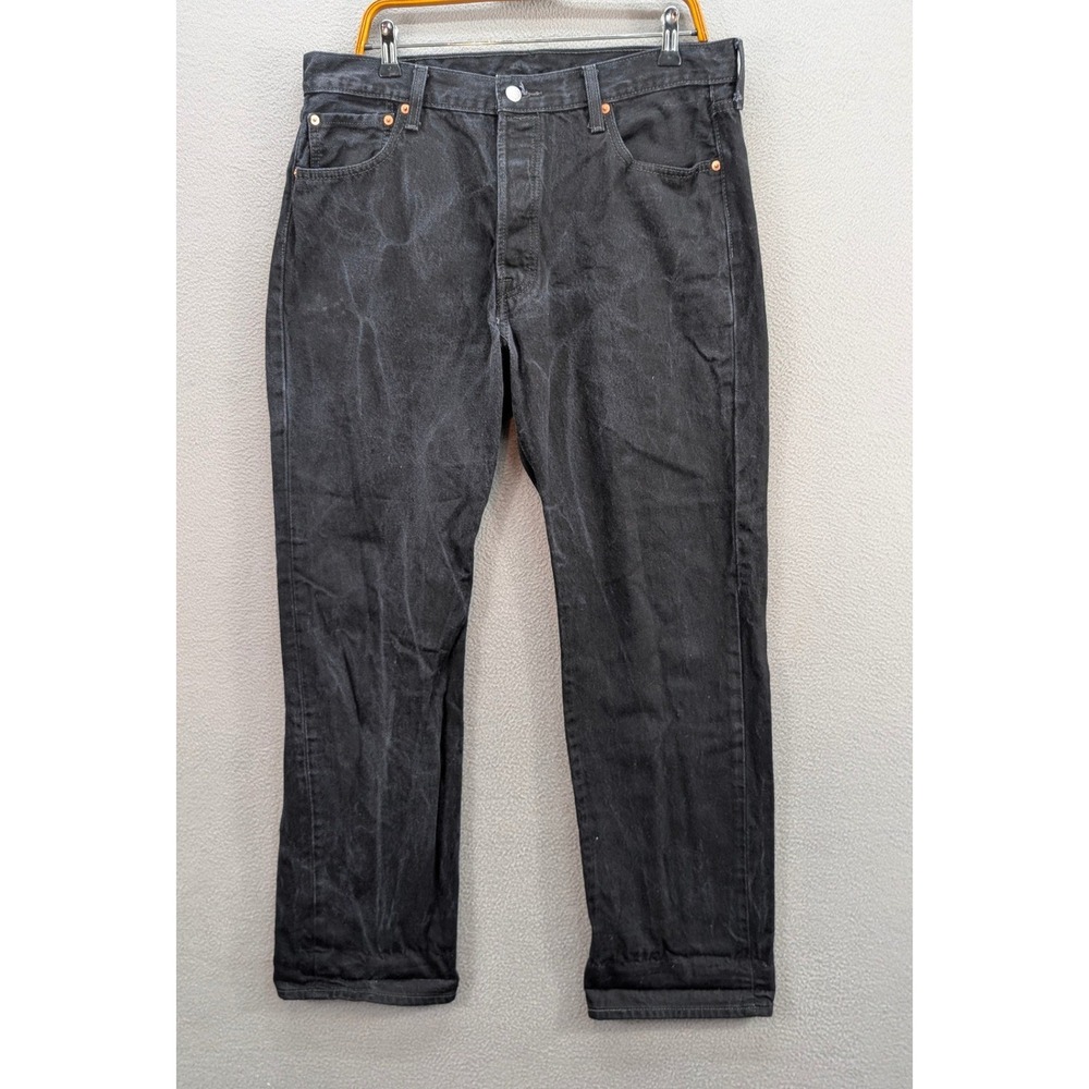 Levi's 501 Original Fit Button Fly Denim Jeans Men's 36x32 Black Cotton Straight